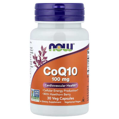 NOW Foods, CoQ10 With Hawthorn Berry, 30 Veg Capsules