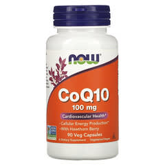 NOW Foods, CoQ10 с ягодами боярышника, 100 мг, 90 растительных капсул