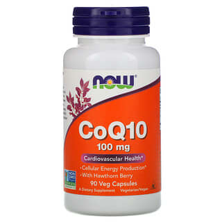 NOW Foods, CoQ10 con bayas de espino, 100 mg, 90 cápsulas vegetales