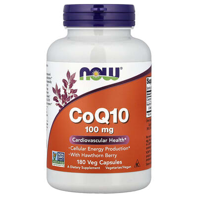 NOW Foods, Coenzyme Q10 with Hawthorn Fruit, 180 Vegetarian Capsules