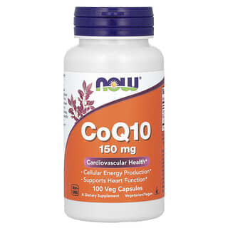 NOW Foods, CoQ10, 150 мг, 100 растительных капсул