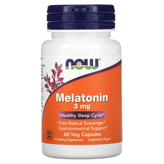 NOW Foods, Melatonina, 3 mg, 60 cápsulas vegetales
