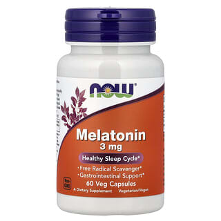 NOW Foods, Melatonin, 3 mg, 60 vega kapszula
