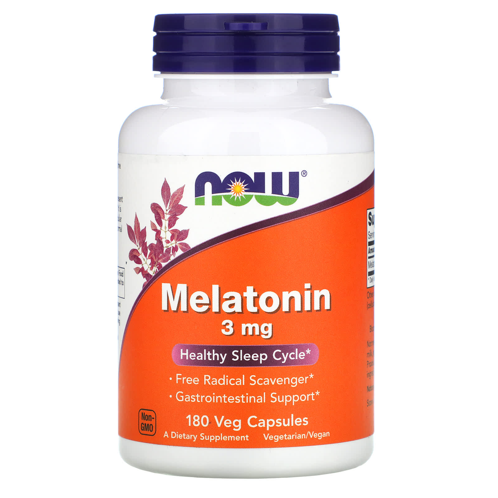 NOW Foods, Melatonin, 3 Mg, 180 Veg Capsules