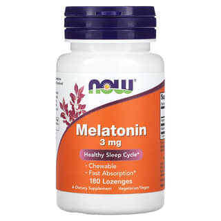 NOW Foods, Melatonina, 3 mg, 180 pastillas