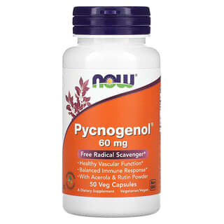 NOW Foods, Pycnogenol (пикногенол), 60 мг, 50 растительных капсул