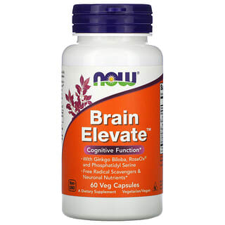 NOW Foods, مكمل المخ Brain Elevate، عدد 60 كبسولة نباتية