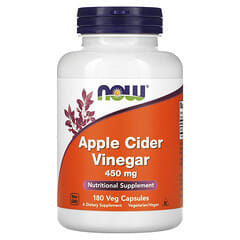 NOW Foods, Vinagre de maçã, 450 mg, 180 cápsulas