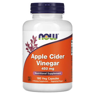 NOW Foods, яблочный уксус, 450 мг, 180 растительных капсул