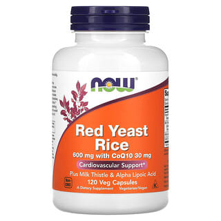 NOW Foods, червоний ферментований рис, 120 веганських капсул
