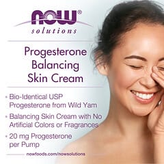 NOW Foods, Solutions, Progesterone from Wild Yam, Balancing Skin Cream, Unscented, 20 mg, 3 oz (85 g)