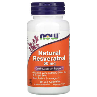 NOW Foods, Resvératrol naturel, 50 mg, 60 capsules végétales
