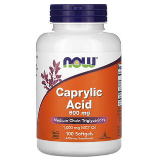 NOW Foods, Ácido caprílico, 600 mg, 100 cápsulas blandas