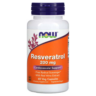 NOW Foods, Resveratrol natural, 200 mg, 60 cápsulas vegetarianas