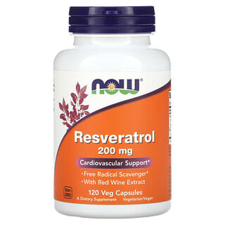 NOW Foods, Resveratrol Natural, 200 mg, 120 Cápsulas Vegetais