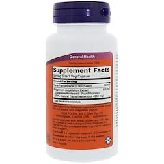 NOW Foods, Pterostilbene & Resveratrol, 50 mg / 250 mg, 60 Veg Capsules (Discontinued Item) 