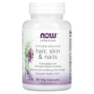 NOW Foods, Solutions, для здоровья волос, кожи и ногтей, 90 вегетарианских капсул