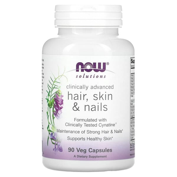 NOW Foods, Solutions, Clinically Advanced Hair, Skin & Nails, 90 Veg ...