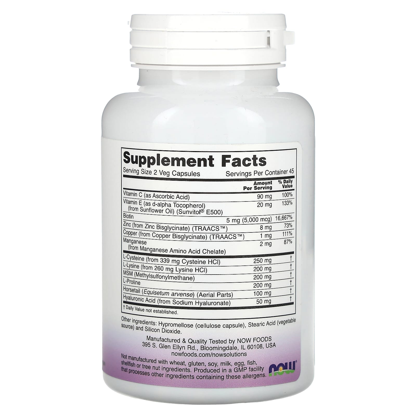 NOW Foods, Solutions, Vegan Hair, Skin & Nails, 90 Veg Capsules