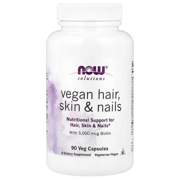 NOW Foods Solutions, Vegan Hair, Skin & Nails, 90 Veg Capsules