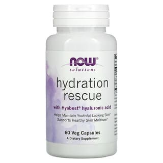 NOW Foods, Solutions, Hydration Rescue con ácido hialurónico Hyabest, 60 cápsulas vegetales