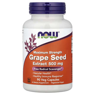 NOW Foods, Maximum Strength Grape Seed Extract, 500 mg, 90 Veg Capsules