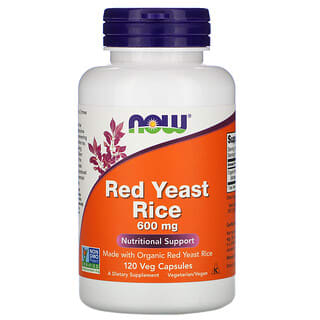 NOW Foods, Красный ферментированный рис, 600 мг, 120 растительных капсул