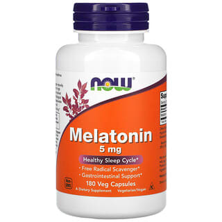 NOW Foods, Melatonina, 5 mg, 180 Cápsulas Vegetais