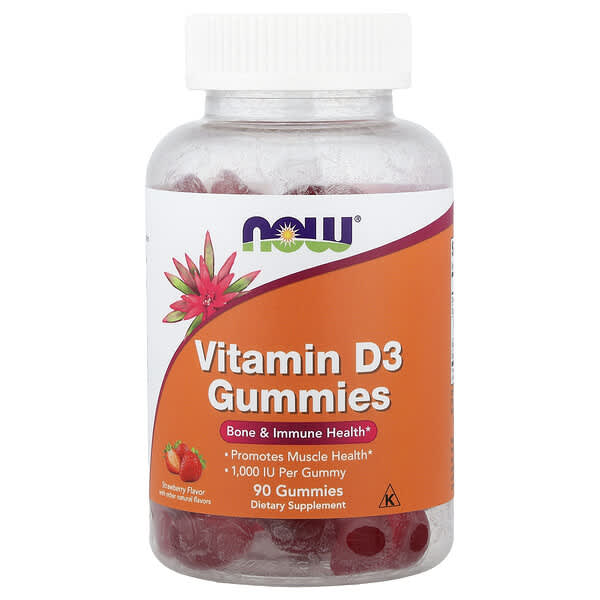 NOW Foods, 비타민D3 구미젤리, 야생 베리, 25mcg(1,000IU), 구미젤리 90개