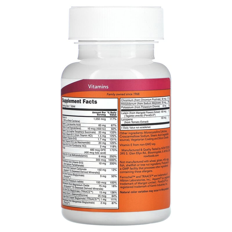 Jual Now Foods Daily Vits Multi Vitamin And Mineral With Lutein Lycopene 100 Tablets - View #3