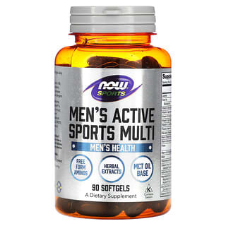 NOW Foods, Deportes, Multifuncional para deportes activos para hombres`` 90 cápsulas blandas