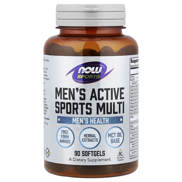 NOW Foods, Sports, Suplemento multivitamínico deportivo para hombres, 90 cápsulas blandas