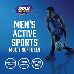 NOW Foods, Sports, Suplemento multivitamínico para hombres activos y deportistas, 180 cápsulas blandas