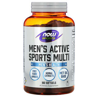 NOW Foods, Sports, Multivitamínico Men’s Active Sports, 180 Cápsulas Gelatinosas
