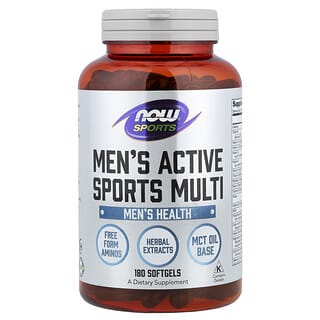 NOW Foods, Šport, Pánsky multifunkčný produkt pre aktívne športy, 180 mäkkých kapsúl