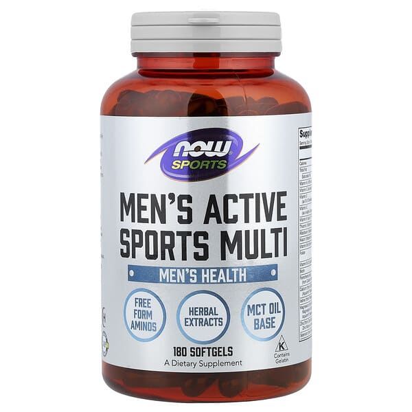 NOW Foods, Sports, 멘스 액티브 스포츠 멀티, 소프트젤 180정