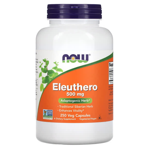 NOW Foods, Eleuthero, 500 mg, 250 Cápsulas Vegetais