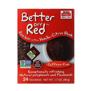 NOW Foods, Té real, Better Off Red, Rooibos con vainilla y citrus, sin cafeína, 24 saquitos de té, 1.7 oz (48 g)
