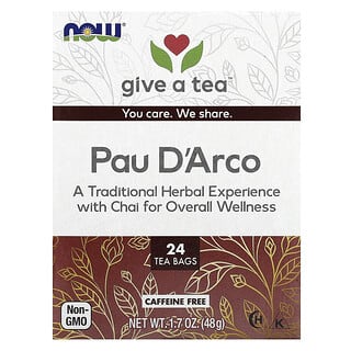 NOW Foods, Real Tea, Pau D'Arco, Sem Cafeína, 24 Saquinhos de Chá, 48 g (1,7 oz)