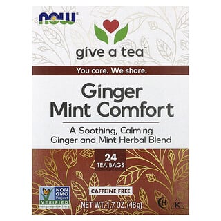 NOW Foods, Confort au gingembre et à la menthe, Sans caféine, 24 sachets de thé, 48 g