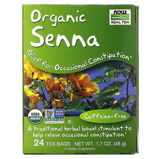 NOW Foods, Real Tea, органическая сенна, без кофеина, 24 чайных пакетика, 48 г (1,7 унции)
