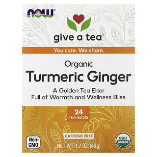 NOW Foods, Organic Turmeric Ginger, Caffeine Free , 24 Tea Bags, 1.7 oz (48 g)