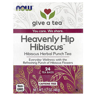 NOW Foods, Heavenly Hip Hybiscus™, чай, без кофеина, 24 чайных пакетика, 48 г (1,7 унции)