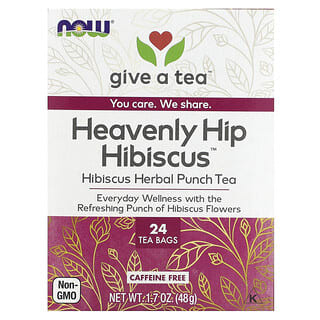 NOW Foods, Heavenly Hip Hibiscus（ヘブンリー ヒップ ハイビスカス）、ハーブパンチティー、ノンカフェイン、ティーバッグ24個、48g（1.7オンス）