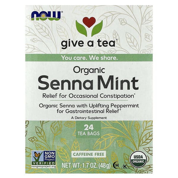 Organic Senna Mint Tea, Caffeine Free, 24 Tea Bags, 1.7 oz (48 g)