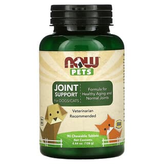 NOW Foods, Mascotas, Refuerzo para las articulaciones para perros y gatos, 90 comprimidos masticables, 126 g (4,44 oz)