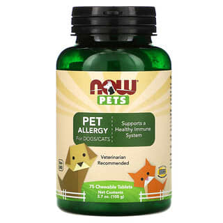 NOW Foods, مكمل Pets، مضاد للحساسية الكلاب/ القطط، 75 قرصًا قابلاً للمضغ