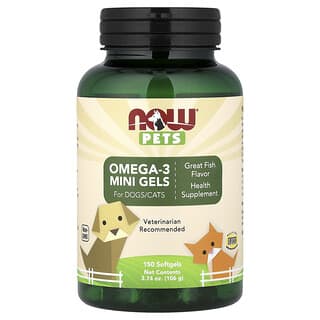 NOW Foods, Pets, Omega-3 Mini Gels, For Dogs/Cats, 150 Softgels, 3.74 oz (106 g)