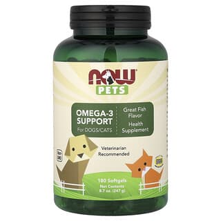 NOW Foods, 寵物，歐米伽-3 幫助犬/貓，精美魚味，180 粒軟凝膠