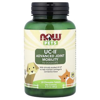 NOW Foods, Pets UC-II, Mobilité articulaire avancée pour chiens et chats, 60 comprimés à croquer, 60 g